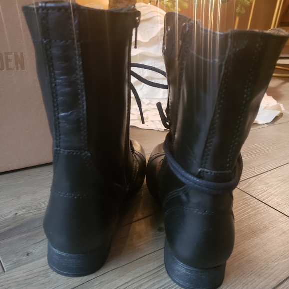 Steve Madden Black Leather Troopa Boots 7.5 - Picture 2 of 6
